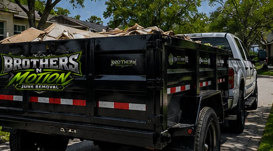 Loaded Brothers N Motion dump trailer behind the truck